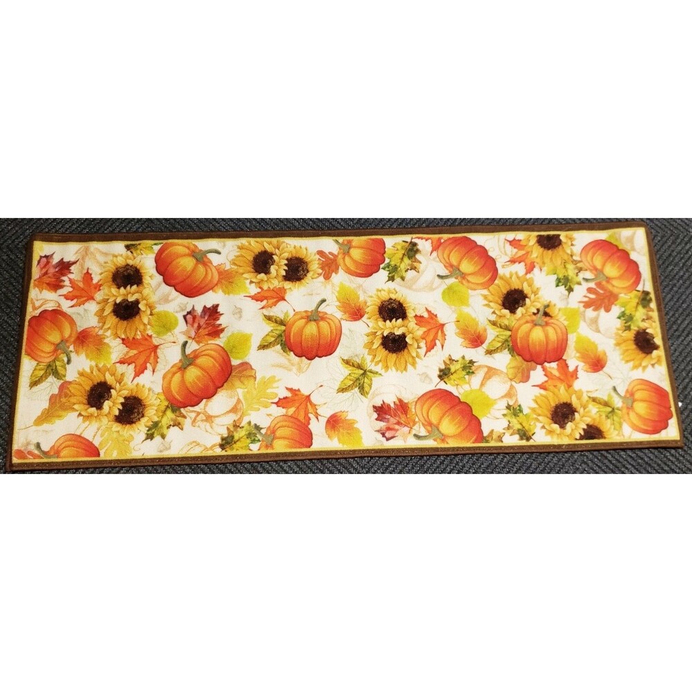 X-Long Nylon Kitchen Floor Runner/Rug (22x60") HARVEST, SUNFLOWERS & PUMPKINS,CE